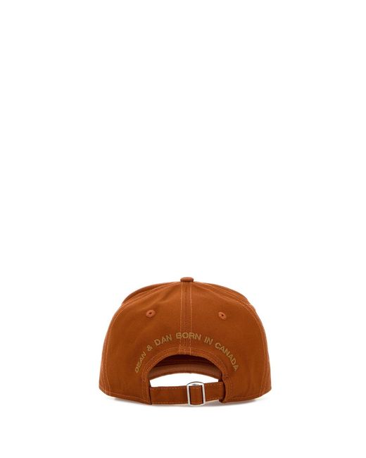 DSquared² Brown Orange Cotton Baseball Cap for men