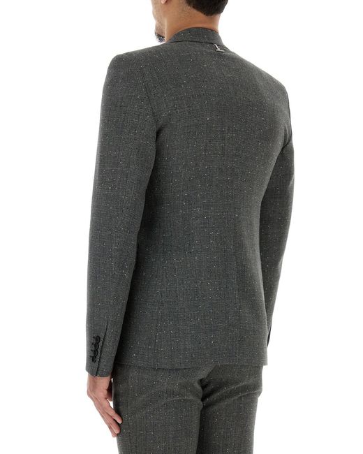 McQueen Black Embroidered Glencheck Blazer for men