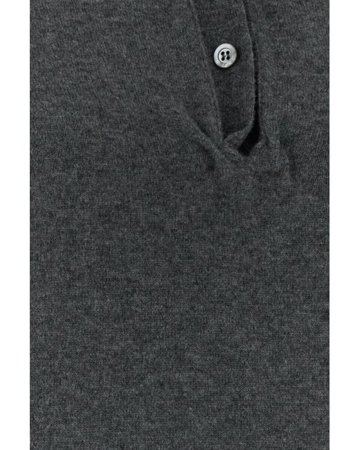 Maison Margiela Black Graphite Wool Polo Shirt