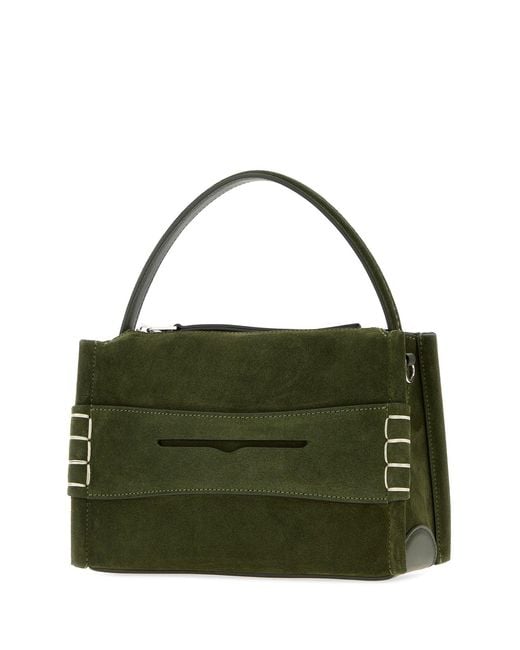 J.W. Anderson Olive Green Suede Small Loafer Handbag
