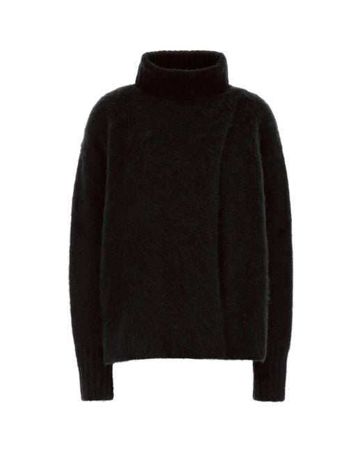 Uma Wang Black Stretch Alpaca Blend Sweater