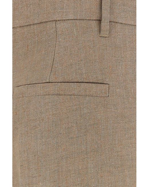 Brunello Cucinelli Brown Cappuccino Linen Blend Wide-leg Pant