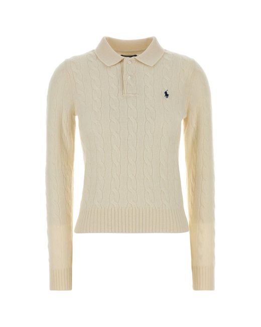 Polo Ralph Lauren White Ivory Wool Blend Polo Shirt