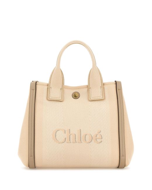 Borsa shopping Chloé Carry piccola in tela multicolor di Chloé in Natural
