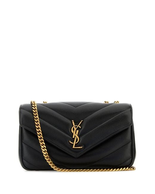 Borsa a spalla LouLou piccola in pelle nera di Saint Laurent in Black