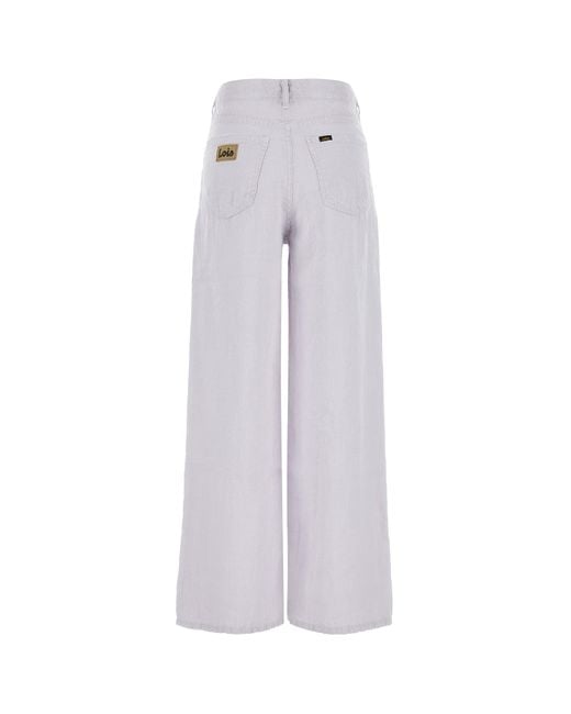 Pantalone dalla gamba ampia in lino lilla di Lois in White