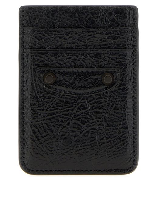 Balenciaga Black Leather Le City Card Holder for men