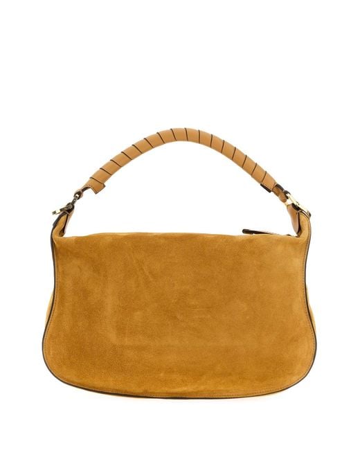 Chloé Metallic Mustard Suede Small Marcie Shoulder Bag
