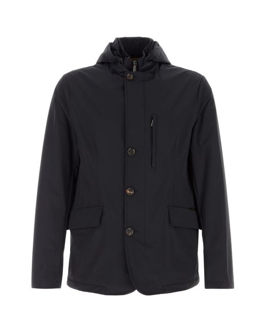 Moorer Black Midnight Blue Stretch Nylon Ranieri Jacket for men