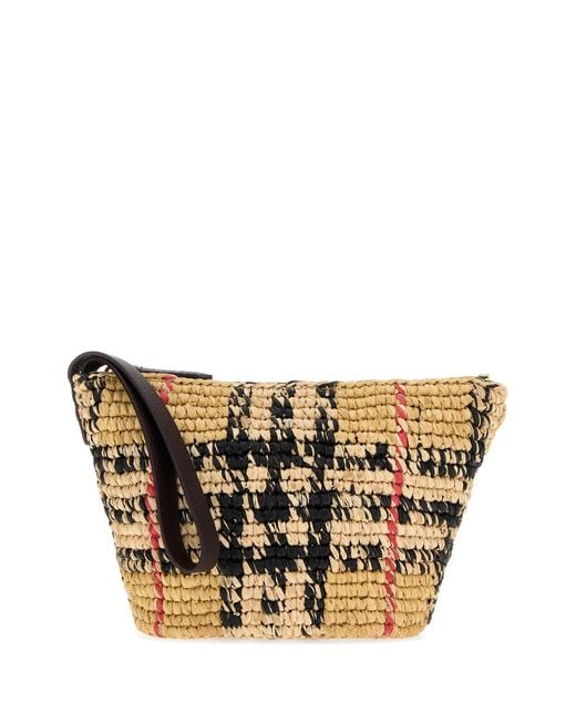 Burberry Multicolor Embroidered Raffia Beauty Case
