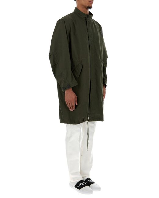 Givenchy Green Stamp Print Zip-Up Parka Jacket for men