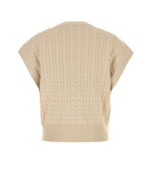 Brunello Cucinelli White Beige Cotton Blend Vest