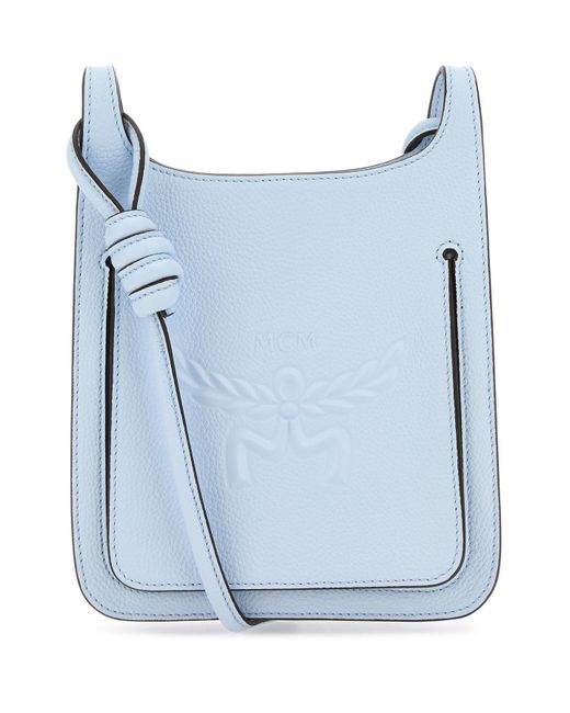MCM Pastel Light Blue Leather Mini Himmel Hobo Crossbody Bag
