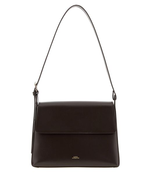 A.P.C. Black Dark Brown Leather Virginie Shoulder Bag