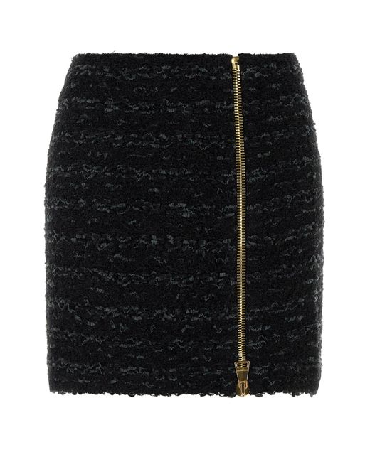 Minigonna in tweed nero di Balmain in Black