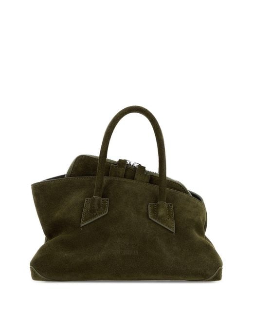 The Attico Army Green Suede Mini La Passeggiata Handbag