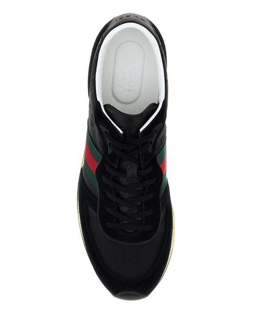 Sneakers Re-Motion nere in tessuto Original GG e pelle scamosciata di Gucci in Black da Uomo