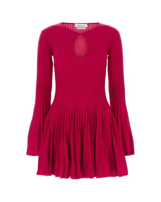 Blumarine Red Fuchsia Wool Mini Dress