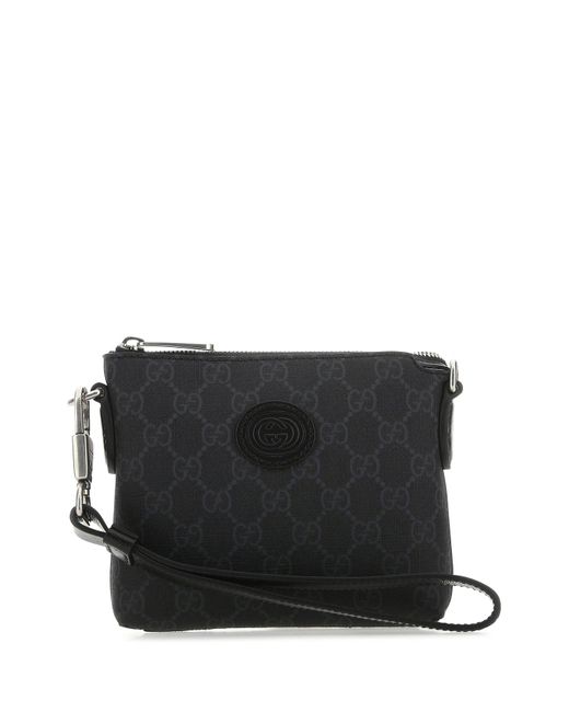 Clutch in tessuto GG Supreme nero di Gucci in Black da Uomo