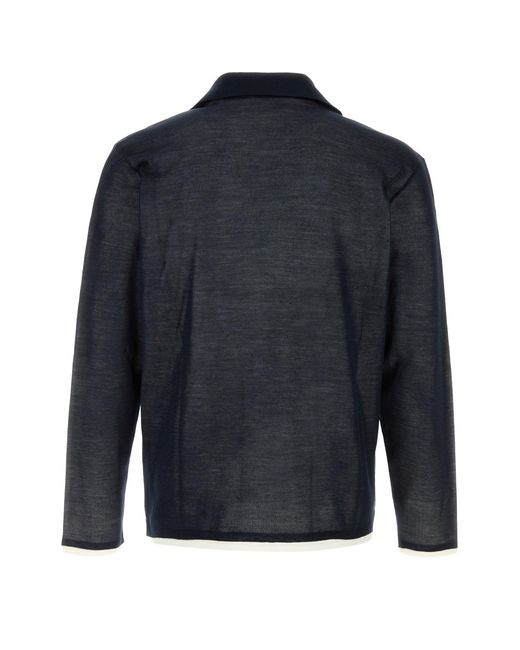 Ferragamo Blue Salvatore Midnight Silk Polo Shirt for men