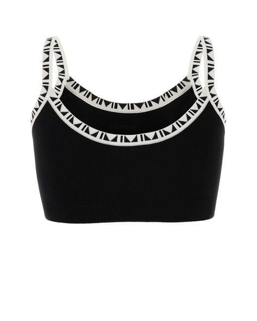 Versace Black Viscose Blend Crop-top