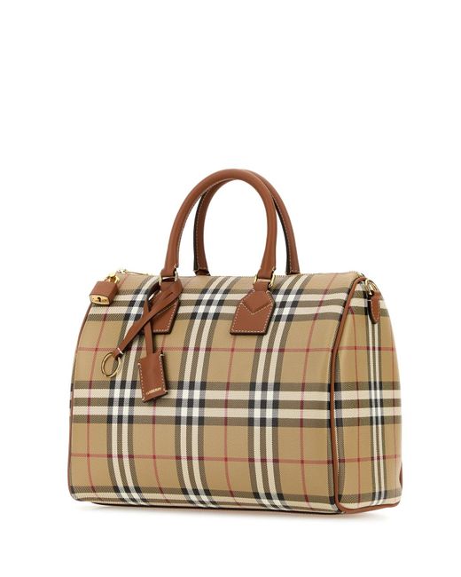 Borsa a mano Check media in tela stampata di Burberry in Multicolor