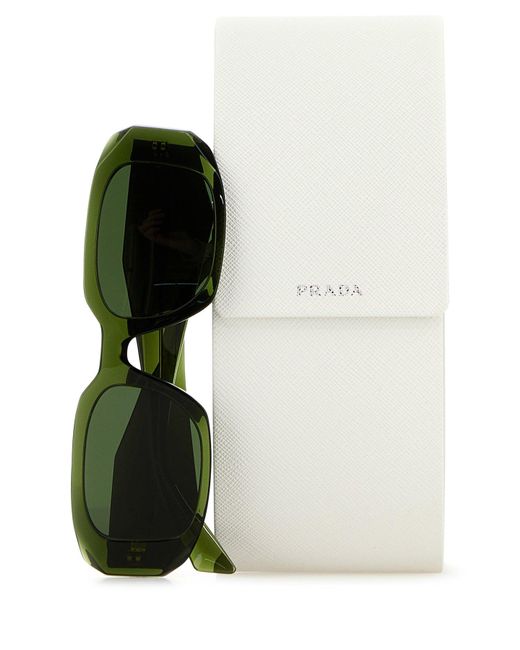Occhiali da sole in acetato verde militare di Prada in Green