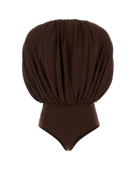 Des Phemmes Brown Chocolate Stretch Jersey Bodysuit