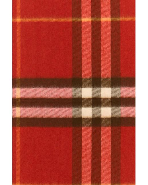 Sciarpa in cashmere ricamato di Burberry in Red