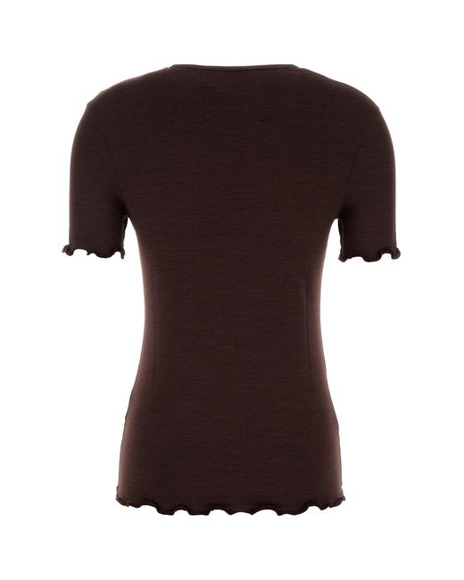 Jil Sander Black Aubergine Stretch Silk Blend T-shirt