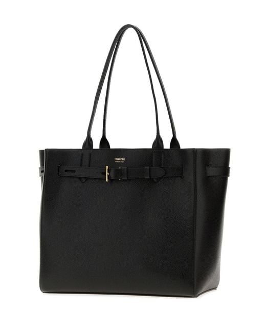 Tom Ford Black Leather Shopping Bag