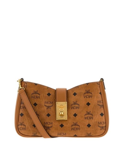 MCM Brown Printed Canvas Tracy Crossbody Bag