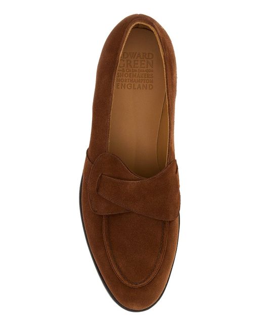 Edward Green Brown Suede Lulworth Loafers for men