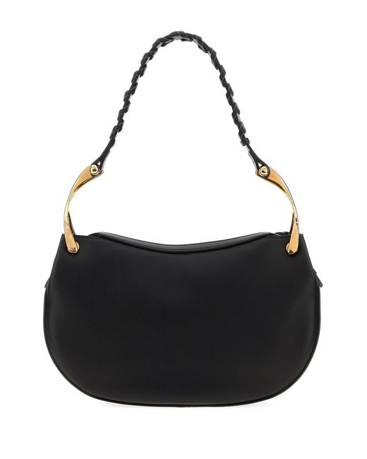 McQueen Black Leather Wishbone Shoulder Bag