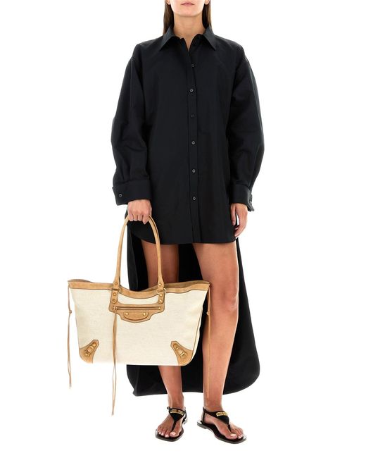 Balenciaga Natural Sand Canvas Le City Shopping Bag