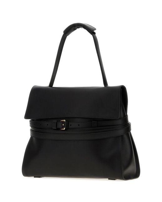 Moschino Black Leather Medium Tie Me Handbag