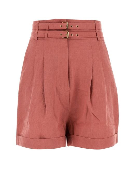 LeKasha Dark Pink Linen Aqiva Shorts