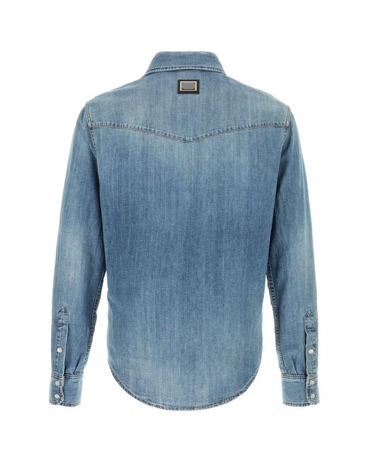 Dolce & Gabbana Blue Regular Distressed Shirt for men