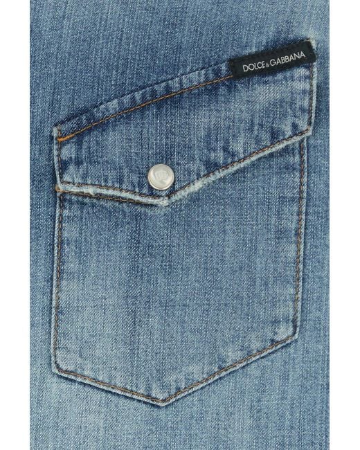 Dolce & Gabbana Blue Regular Distressed Shirt for men