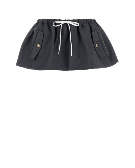 Minigonna in misto mohair grigio scuro di Miu Miu in Black