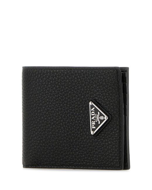 Portafoglio in pelle nera di Prada in Black da Uomo