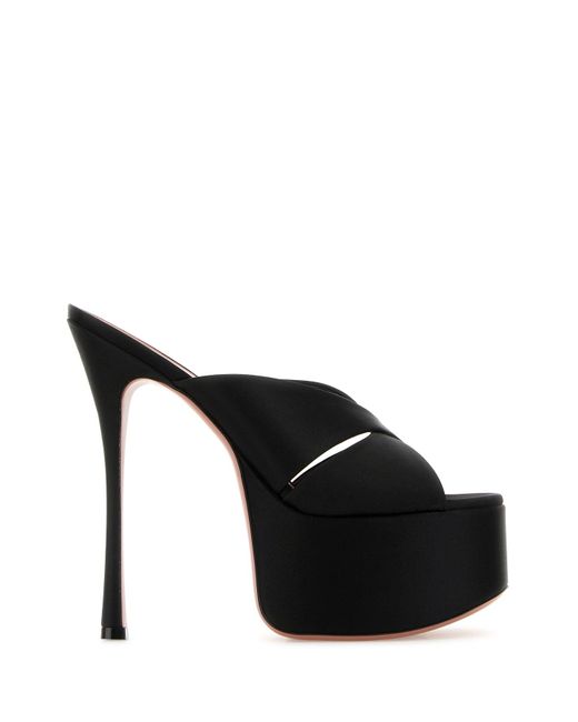 Sabot Salma in raso nero di AMINA MUADDI in Black