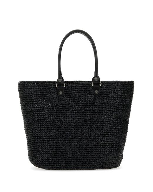 Balenciaga Black Raffia Large Le Cagole Panier Shopping Bag