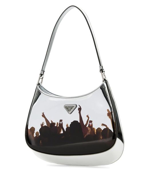 Borsa a spalla Cleo in pelle argento di Prada in Black