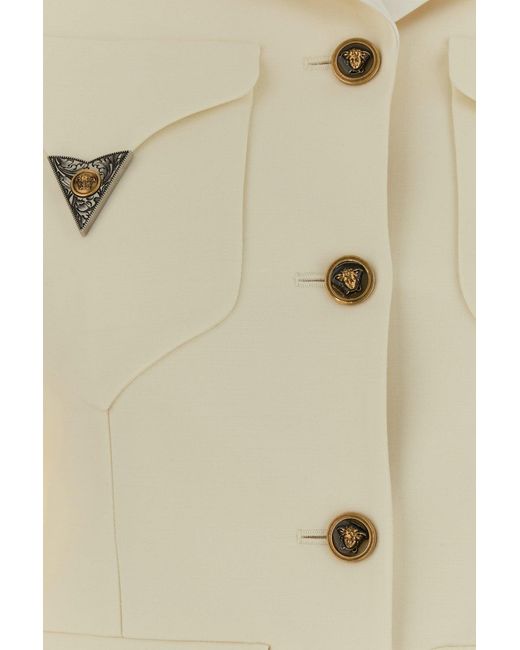 Versace Natural Ivory Stretch Wool Blazer
