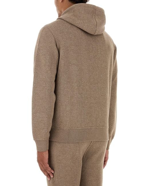 Etro Brown Printed Jersey Sweatshirt for men