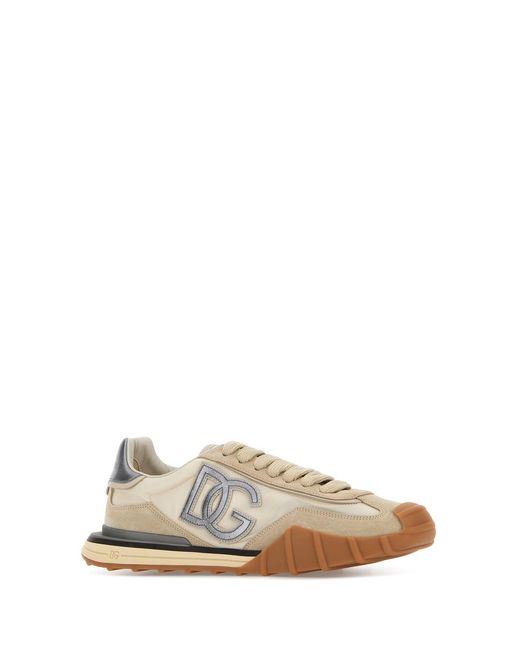 Dolce & Gabbana White Fabric And Suede Athletic Sneakers for men