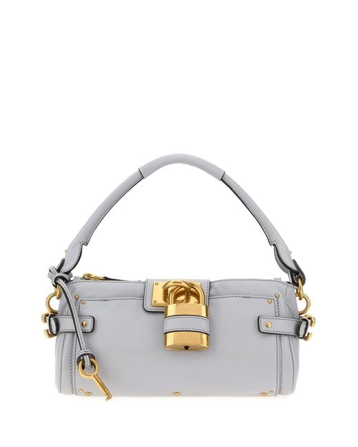 Chloé Metallic Powder Blue Leather Paddington Shoulder Bag