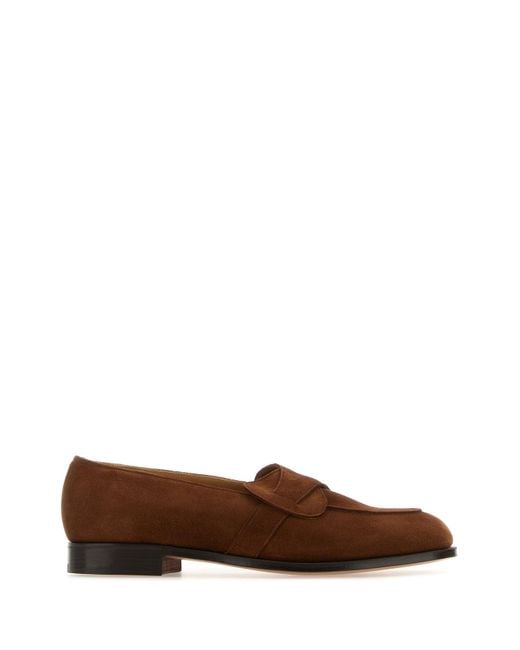 Edward Green Brown Suede Lulworth Loafers for men