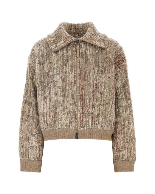 Brunello Cucinelli Natural Mohair Blend Bomber Jacket